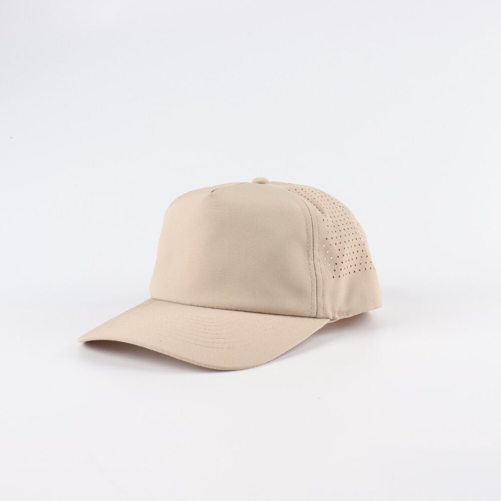 Blank 5 Panel Performance Soft Structured Hats- 12 pack in Color Beige